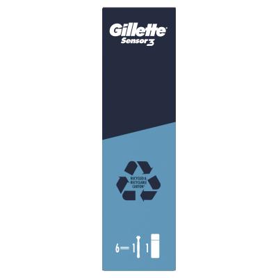 Gillette Sensor3 Sensitive Подаръчен комплект самобръсначка Sensor3 1 бр + резервни ножчета Sensor3 5 бр + гел за бръснене Series Shave Gel Soothing Aloe Vera 75 ml