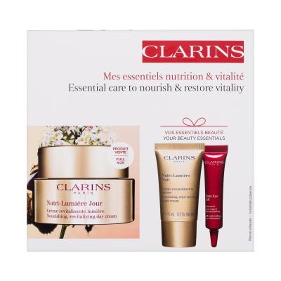 Clarins Nutri-Lumière Revitalizing Day Cream Подаръчен комплект дневен крем за лице Nutri-Lumiére Jour 50 ml + нощен крем за лице Nutri-Lumiére Nuit 15 ml + околоочен крем Total Eye Lift 7 ml