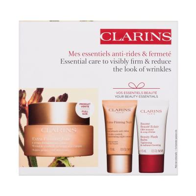 Clarins Extra-Firming Jour Подаръчен комплект дневен крем за лице Extra-Firming Jour 50 ml + нощен крем за лице Extra-Firming Nuit 15 ml + балсам за лице Beauty Flash Balm 15 ml