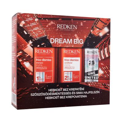 Redken Frizz Dismiss Dream Big Подаръчен комплект шампоан Frizz Dismiss 300 ml + балсам Frizz Dismiss 300 ml +  грижа за косата One United All-In-One Multi-Benefit Treatment 150 ml