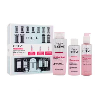 L'Oréal Paris Elseve Glycolic Gloss Подаръчен комплект шампоан Elseve Glycolic Gloss 200 ml + грижа за косата Elseve Glycolic Gloss 5 Minute Lamination 200 ml + серум за коса Elseve Glycolic Gloss Leave-In Serum 150 ml