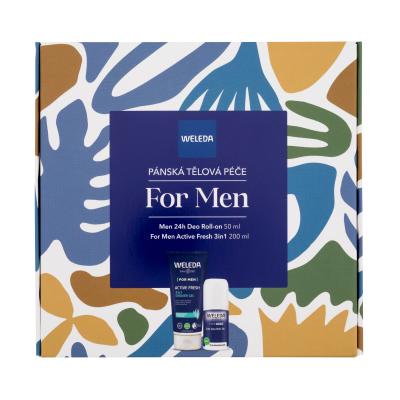 Weleda For Men Подаръчен комплект душ гел For Men Active Fresh 3in1 200 ml + дезодорант For Men 24h Deo Roll-On 50 ml