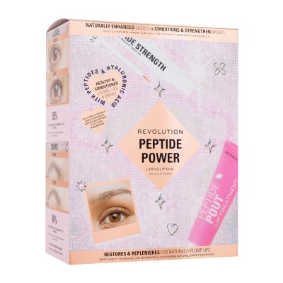 Makeup Revolution London Peptide Power Lash & Lip Duo Подаръчен комплект серум за мигли и вежди Peptide Strength Lash & Brow Serum 3 ml + балсам за устни Peptide Pout Lip Treatment 15 ml