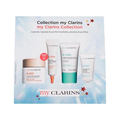 Clarins My Clarins Collection Подаръчен комплект крем за лице Re-Boost Hydra-Energizing Cream 50 ml + околоочен крем Re-Fresh Fatigue-Fighter Eye Care 15 ml + нощна маска за лице Re-Charge Hydra-Replumping Night Mask 15 ml + почистващ гел Re-Move Purifying Cleansing Gel 5 ml