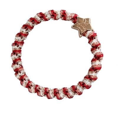 By Eloise London Woven Gold Star Ластик за коса за жени 1 бр Нюанс Candy Cane