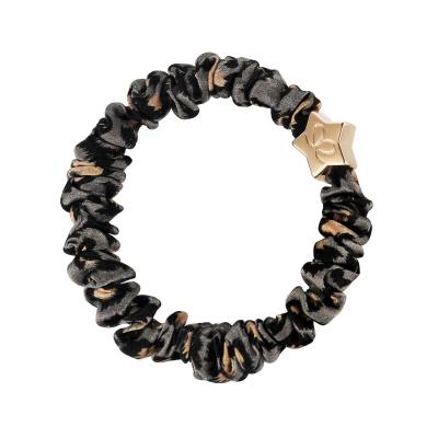By Eloise London Skinny Silk Scrunchie Gold Star Ластик за коса за жени 1 бр Нюанс Grey Leopard