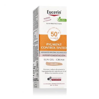 Eucerin Sun Protection Pigment Control Tinted Gel-Cream SPF50+ Слънцезащитен продукт за лице за жени 50 ml Нюанс Light