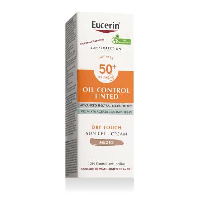 Eucerin Sun Oil Control Tinted Dry Touch Sun Gel-Cream SPF50+ Слънцезащитен продукт за лице 50 ml Нюанс Medium