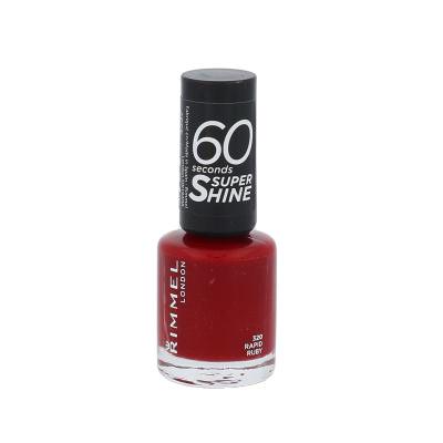 Rimmel London 60 Seconds Super Shine Лак за нокти за жени 8 ml Нюанс 320 Rapid Ruby