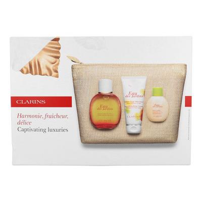 Clarins Aroma Eau Des Jardins Подаръчен комплект освежаваща вода 100 ml + омекотяващ крем за тяло 100 ml + душ гел 50 ml + чантичка