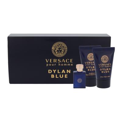 Versace Pour Homme Dylan Blue Подаръчен комплект EDT 5 ml + душ гел 25 ml + балсам за след бръснене 25 ml увредена кутия