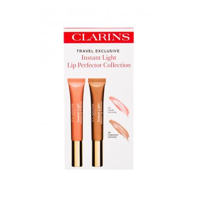 Clarins Instant Light Natural Lip Perfector Подаръчен комплект за жени блясък за устни 12 ml + блясък за устни 12 ml 06 Rosewood Shimmer