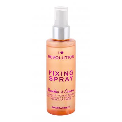 Makeup Revolution London I Heart Revolution Fixing Spray Peaches &amp; Cream Фиксатор за грим за жени 100 ml