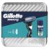Gillette Mach3 Подаръчен комплект самобръсначка 1 бр + гел за бръснене Soothing With Aloe Vera Sensitive 75 ml + метална кутия
