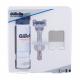 Gillette Skinguard Sensitive Подаръчен комплект  Самобръсначка с ножче Skinguard Sensitive 1 бр. + гел за бръснене Skinguard Sensitive 200 ml + стойка за самобръсначка