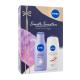 Nivea Smooth Sensation Подаръчен комплект  лосион за тяло Smooth Sensation 250 ml + душ гел Shea Butter & Botanical Oil 250 ml увредена кутия