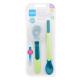 MAM Heat Sensitive Spoons & Cover 6m+ Green Лъжица с индикатор за гореща храна за деца дълга лъжица 1 брой + къса лъжица 1 брой + калъф за лъжица