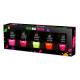 Dermacol Neon Подаръчен комплект  лак за нокти 5 ml + лак за нокти 5 ml 22 Tropéz + лак за нокти 5 ml 21 Rio + лак за нокти 5 ml 02 Orange + лак за нокти 5 ml 24 Hawaii