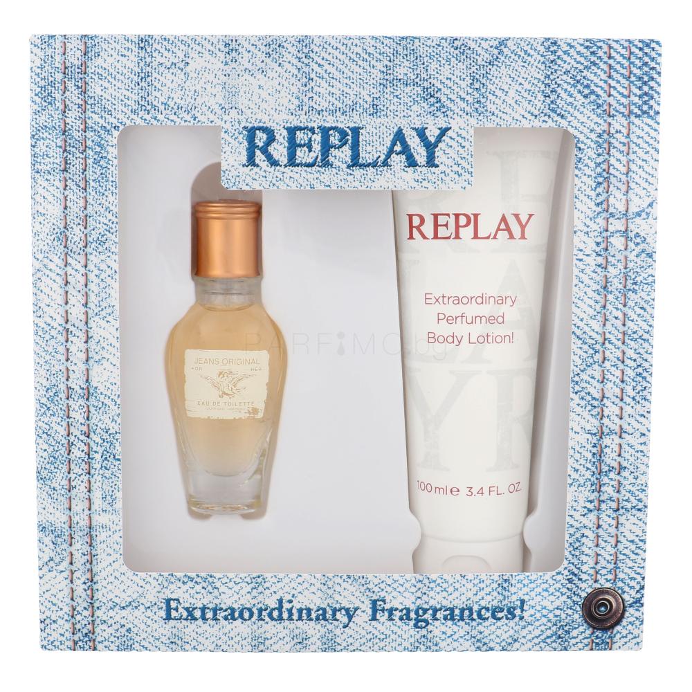 Replay Jeans Original! For Her Подаръчен комплект EDT 20 ml + лосион за тяло 100 ml увредена кутия