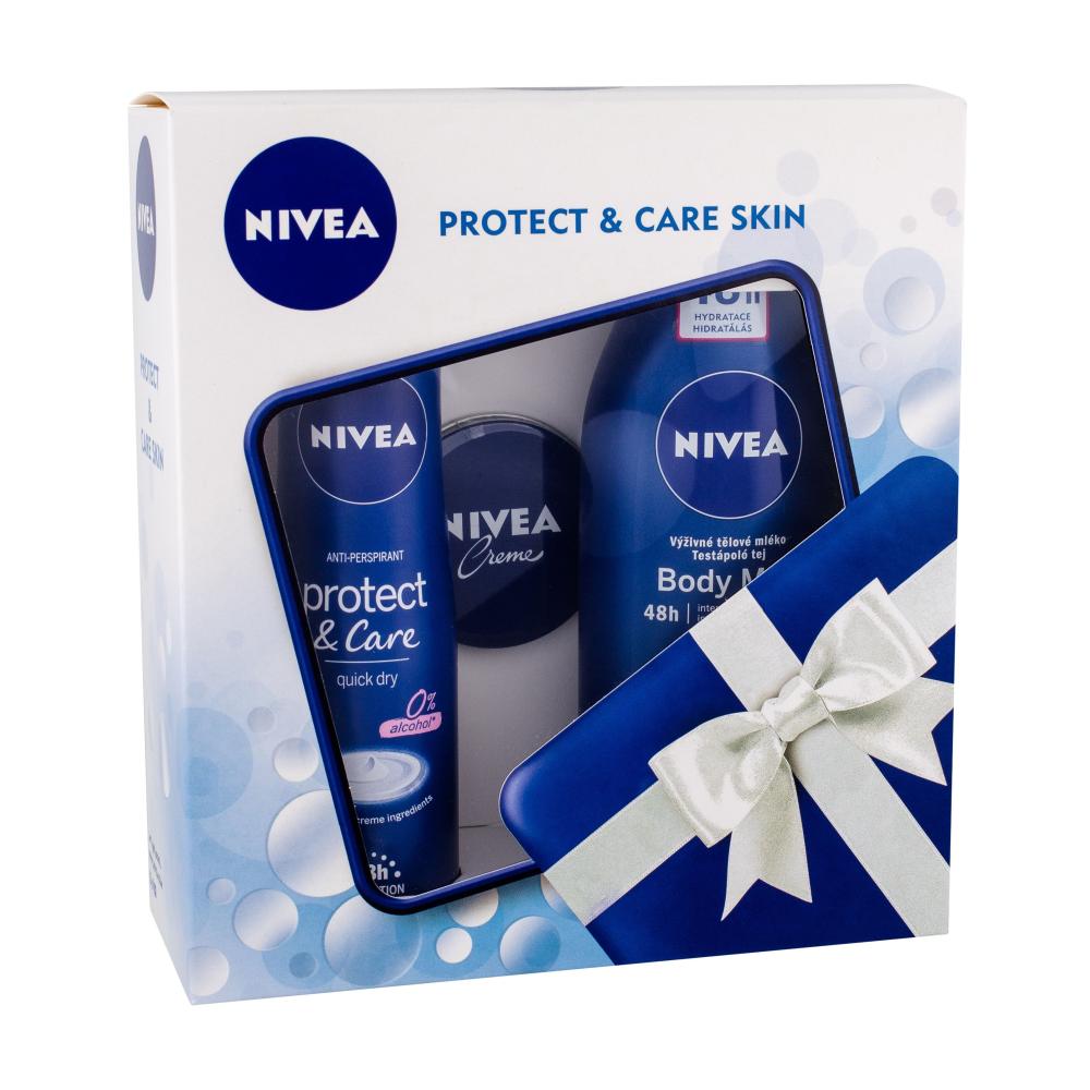 Nivea Body Milk Rich Nourishing Подаръчен комплект лосион за тяло 250 ml+ антиперспирант Protect & Care 48H 150 ml + универсален крем 30 ml увредена кутия