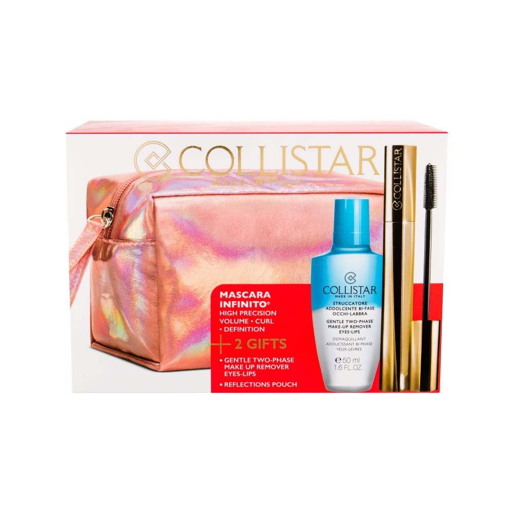 Collistar Infinito Подаръчен комплект спирала 11 ml + двуфазов продукт за премахване на грим Gentle Two Phase 50 ml + козметична чантичка увредена кутия