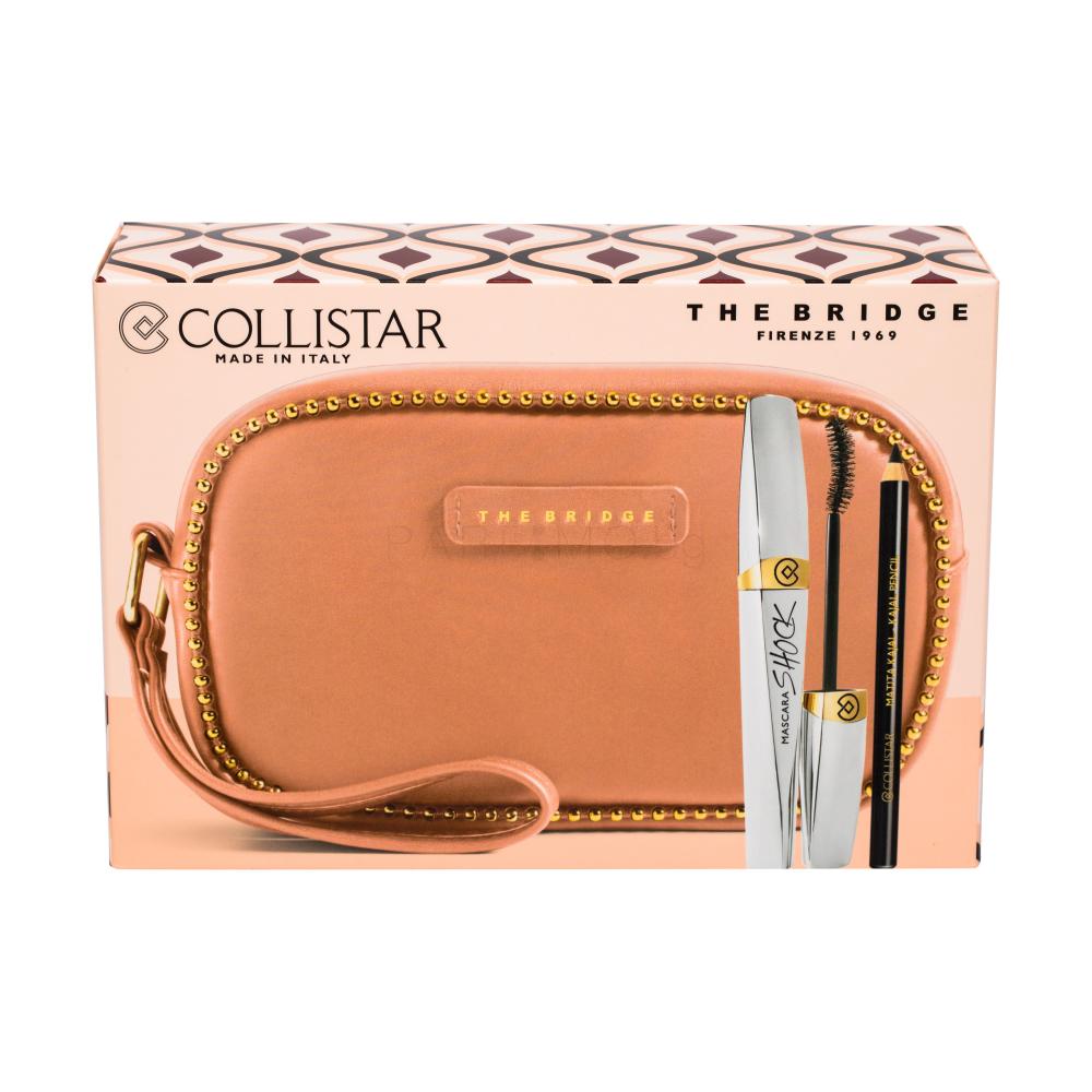 Collistar Shock Подаръчен комплект спирала 8 ml + молив за очи Каял(въглен) Kajal Pencil 0,8 g Black + козметична чантичка The Bridge увредена кутия