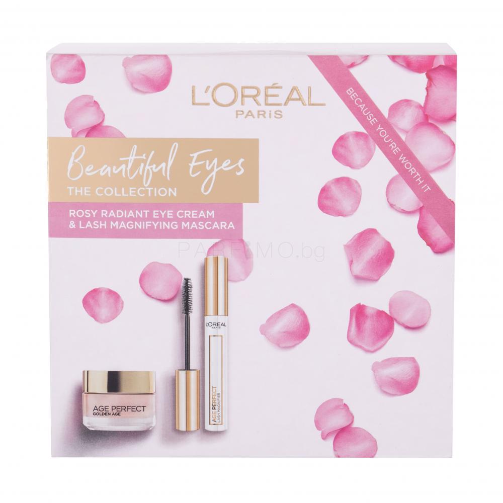 L'Oréal Paris Age Perfect Golden Age Подаръчен комплект околоочен крем 15 ml + спирала Age Perfect Lash 7,4 ml Black