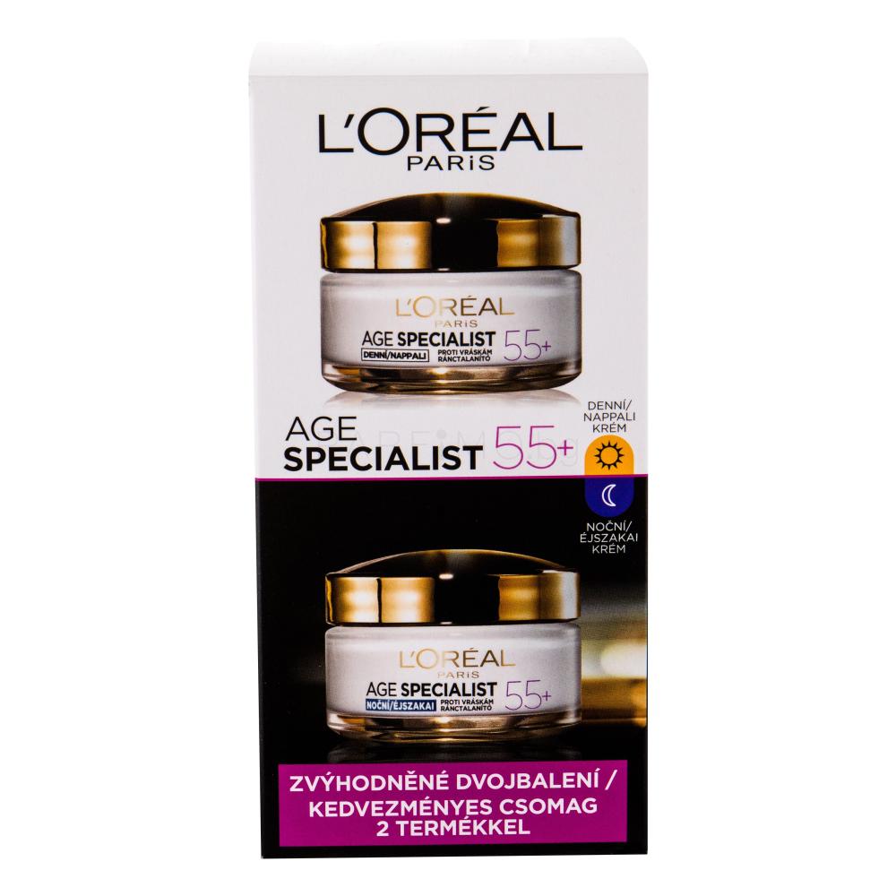 L'Oréal Paris Age Specialist 55+ Подаръчен комплект дневна грижа за лице 50 ml + нощна грижа за лице 50 ml увредена кутия