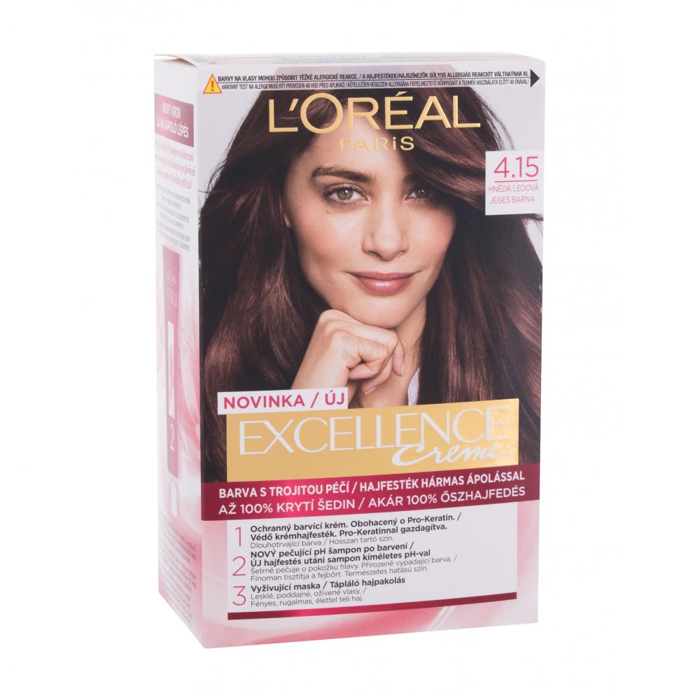L'Oréal Paris Excellence Creme Triple Protection Боя за коса за жени 48 ml Нюанс 4,15 Frosted Brown
