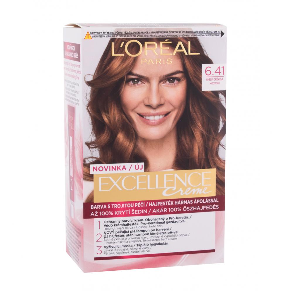 L'Oréal Paris Excellence Creme Triple Protection Боя за коса за жени 48 ml Нюанс 6,41 Natural Hazelnut Brown