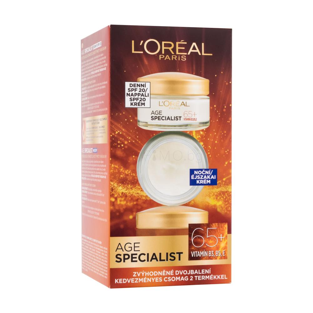 L'Oréal Paris Age Specialist 65+ Подаръчен комплект дневен крем за лице 50 ml + нощен крем 50 ml увредена кутия