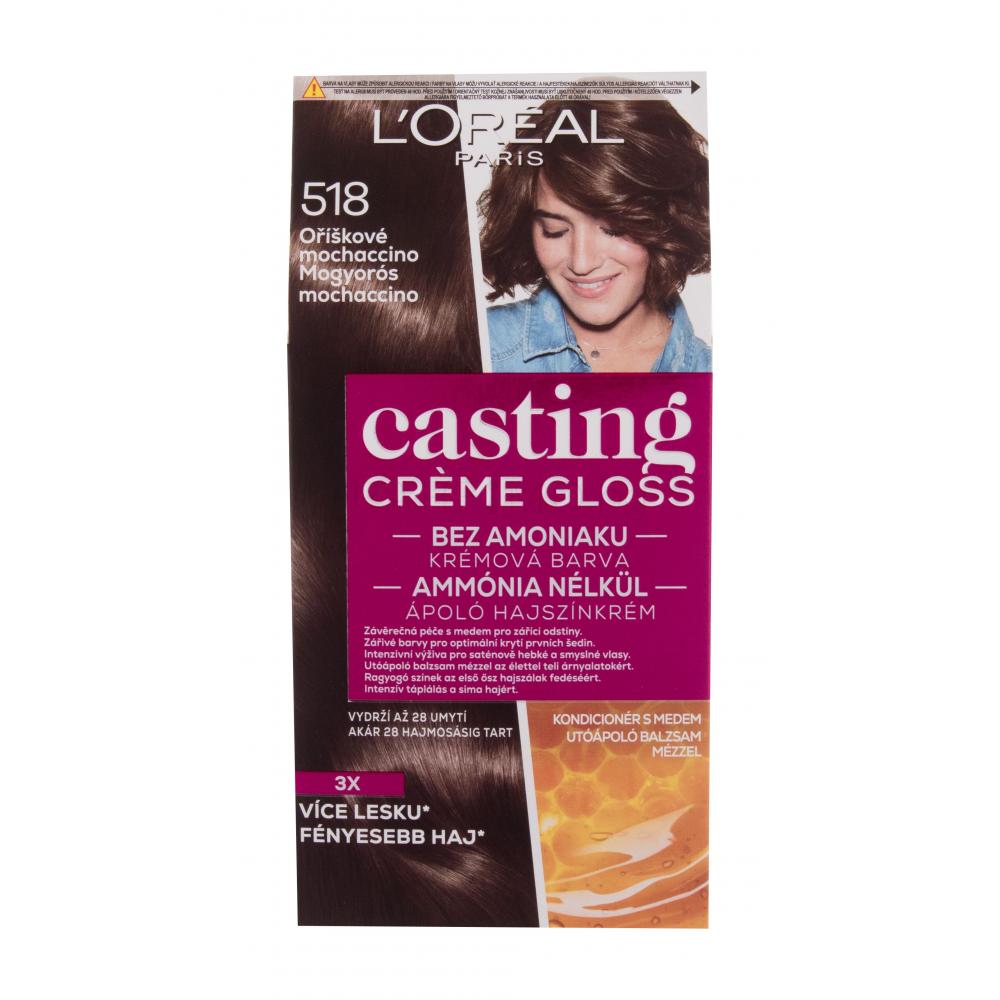 L'Oréal Paris Casting Creme Gloss Боя за коса за жени 48 ml Нюанс 518 Hazelnut Mochaccino