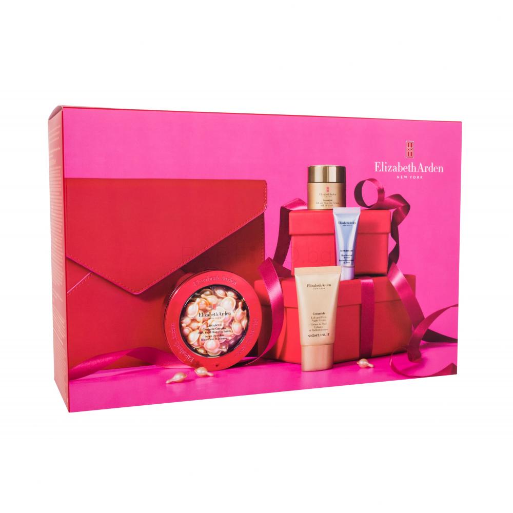 Elizabeth Arden Ceramide Daily Youth Restoring Set Подаръчен комплект серум за лице в капсули Advanced Ceramide Capsules Daily Youth Restoring Serum 60 бр + дневен крем за лице Ceramide Lift & Firm Day Cream SPF30 15 ml + нощен крем за лице Ceramide Lift & Firm Night Cream 15 ml + възстановяващ акти