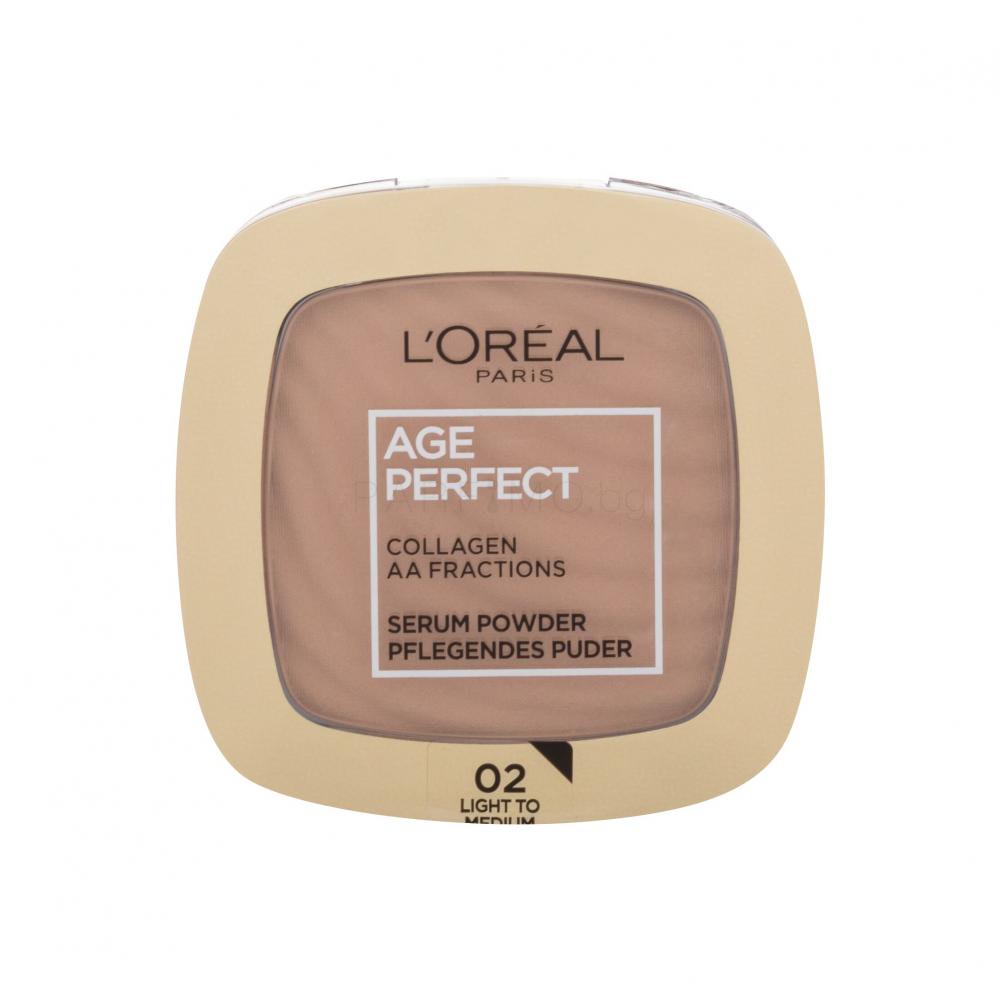L'Oréal Paris Age Perfect Serum Powder Пудра за жени 9 g Нюанс 02 Light To Medium