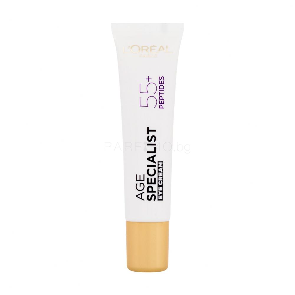 L'Oréal Paris Age Specialist 55+ Peptides & Caffeine Eye Cream Околоочен крем за жени 15 ml