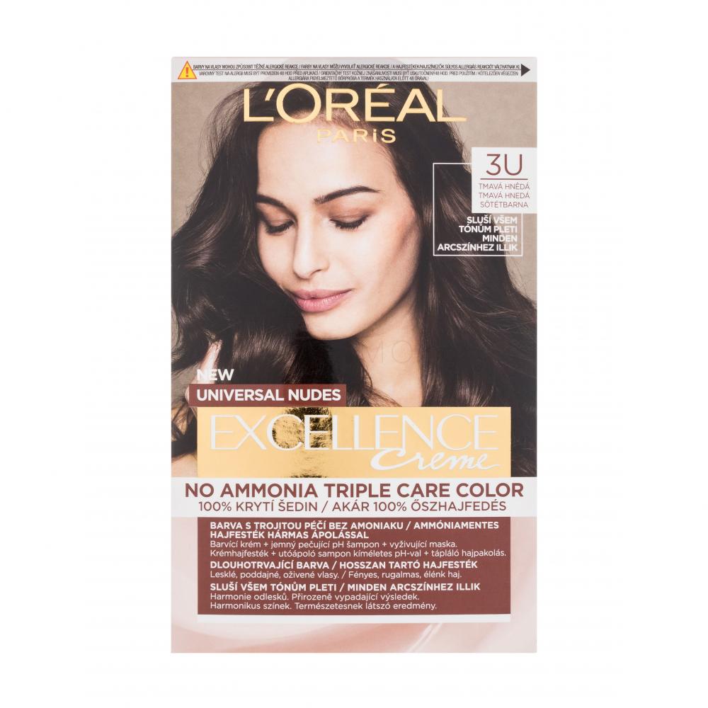 L'Oréal Paris Excellence Creme Triple Protection Боя за коса за жени 48 ml Нюанс 3U Dark Brown