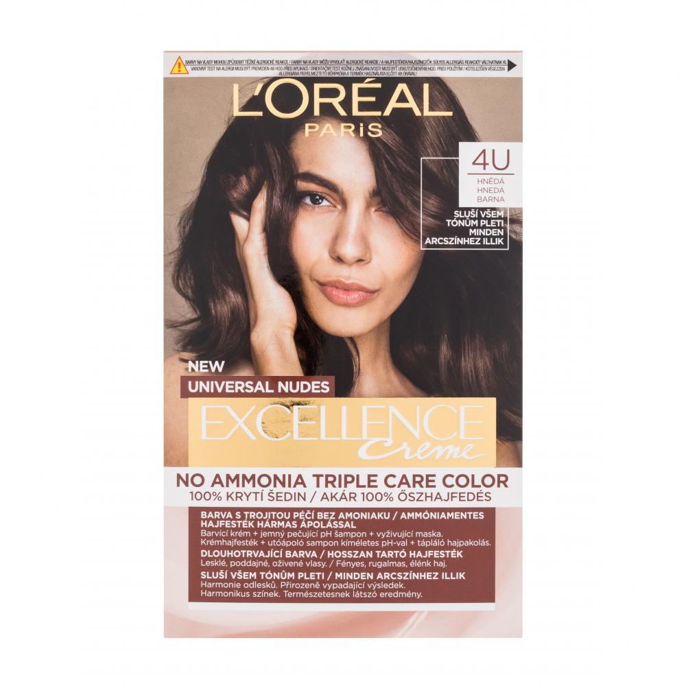 L'Oréal Paris Excellence Creme Triple Protection Боя за коса за жени 48 ml Нюанс 4U Brown