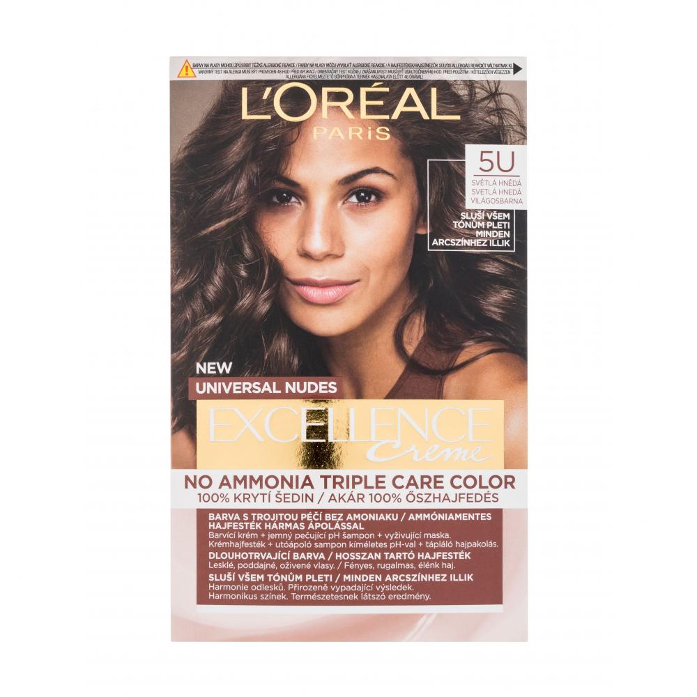 L'Oréal Paris Excellence Creme Triple Protection Боя за коса за жени 48 ml Нюанс 5U Light Brown