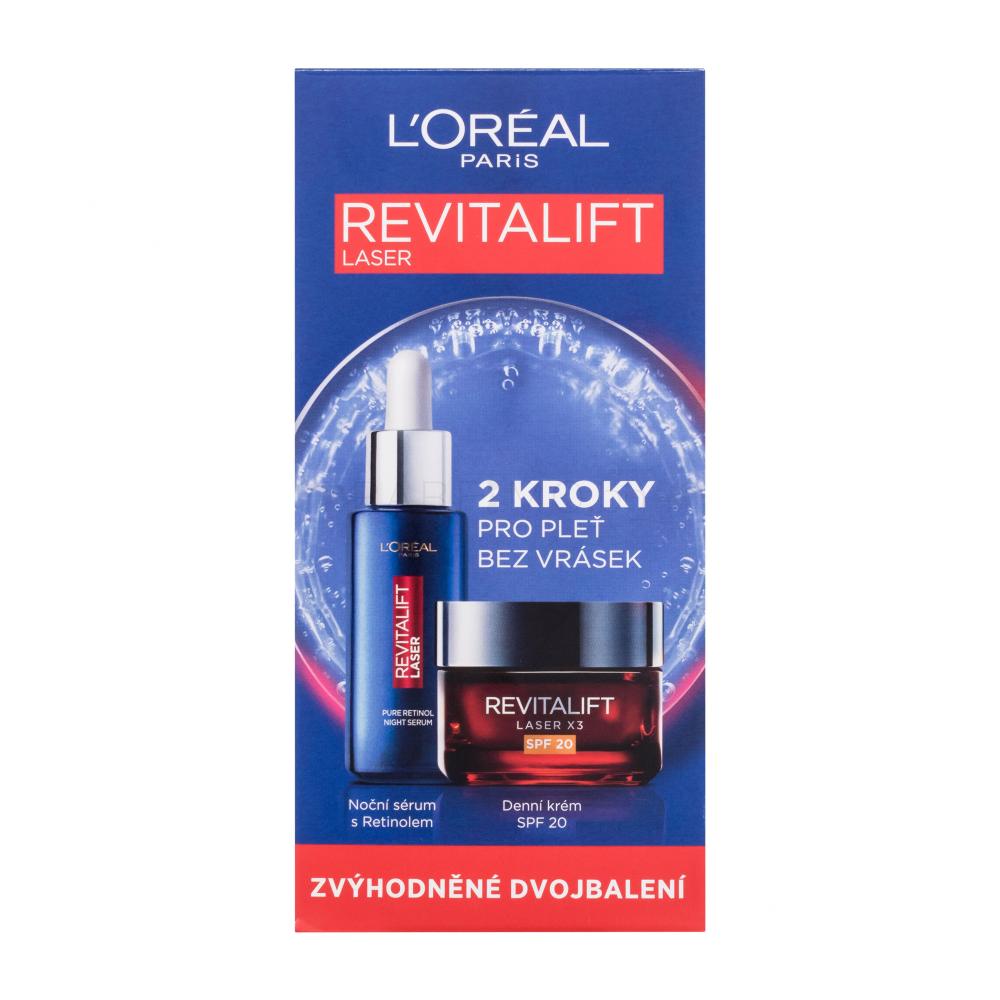 L'Oréal Paris Revitalift Laser Pure Retinol Night Serum Подаръчен комплект нощен серум за лице Revitalift Laser Pure Retinol Night Serum 30 ml + дневен крем за лице Revitalift Laser X3 SPF20 50 ml