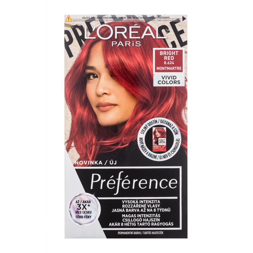 L'Oréal Paris Préférence Vivid Colors Боя за коса за жени 60 ml Нюанс 8.624 Bright Red