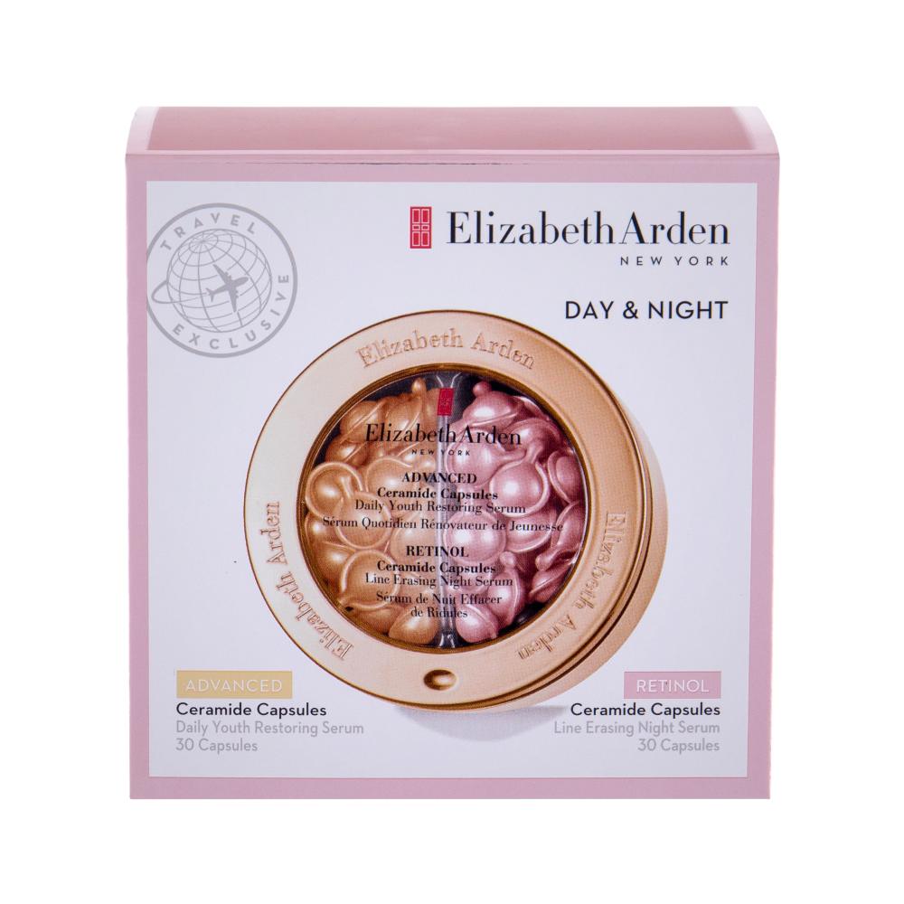 Elizabeth Arden Ceramide Daily Youth Restoring Travel Kit Подаръчен комплект дневен серум за лице в капсули 30 x 14 ml + нощен серум за лице в капсули 30 x 14 ml увредена кутия