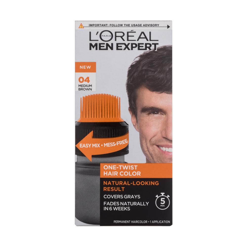 L'Oréal Paris Men Expert One-Twist Hair Color Боя за коса за мъже 50 ml Нюанс 04 Medium Brown