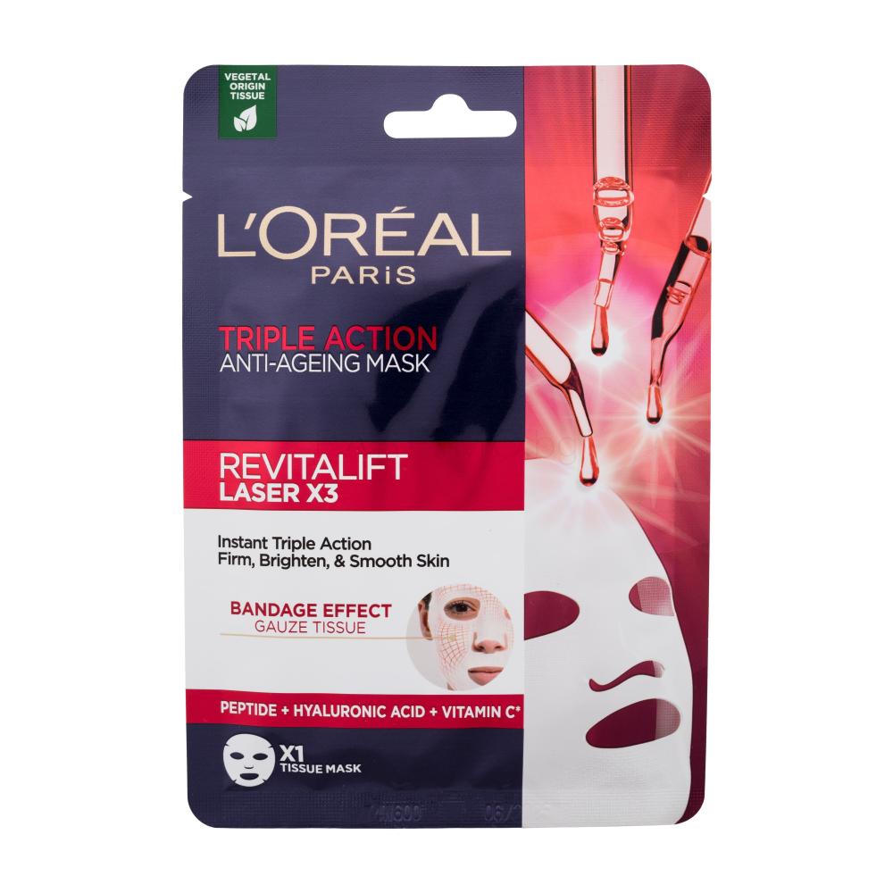 L'Oréal Paris Revitalift Laser X3 Triple Action Tissue Mask Маска за лице за жени 28 g