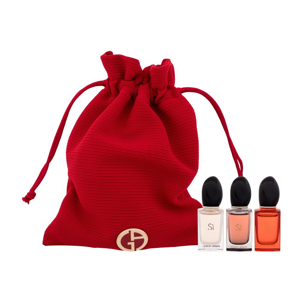 Giorgio Armani Sì Collection Подаръчен комплект EDP Si 7 ml + EDP Si Passione Éclat 7 ml + EDP Si Intense 7 ml + козметична чанта