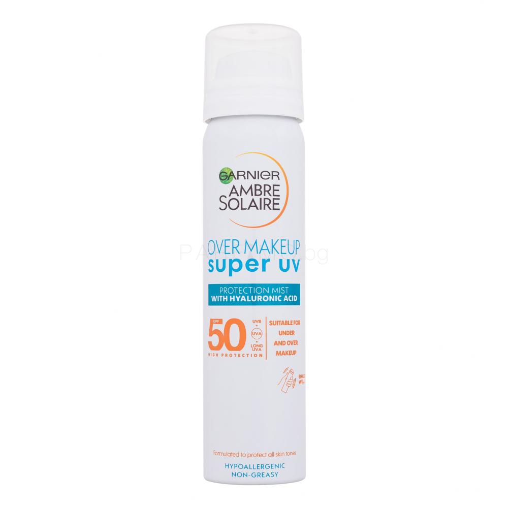 Garnier Ambre Solaire Super UV Over Makeup Protection Mist SPF50 Слънцезащитен продукт за лице 75 ml