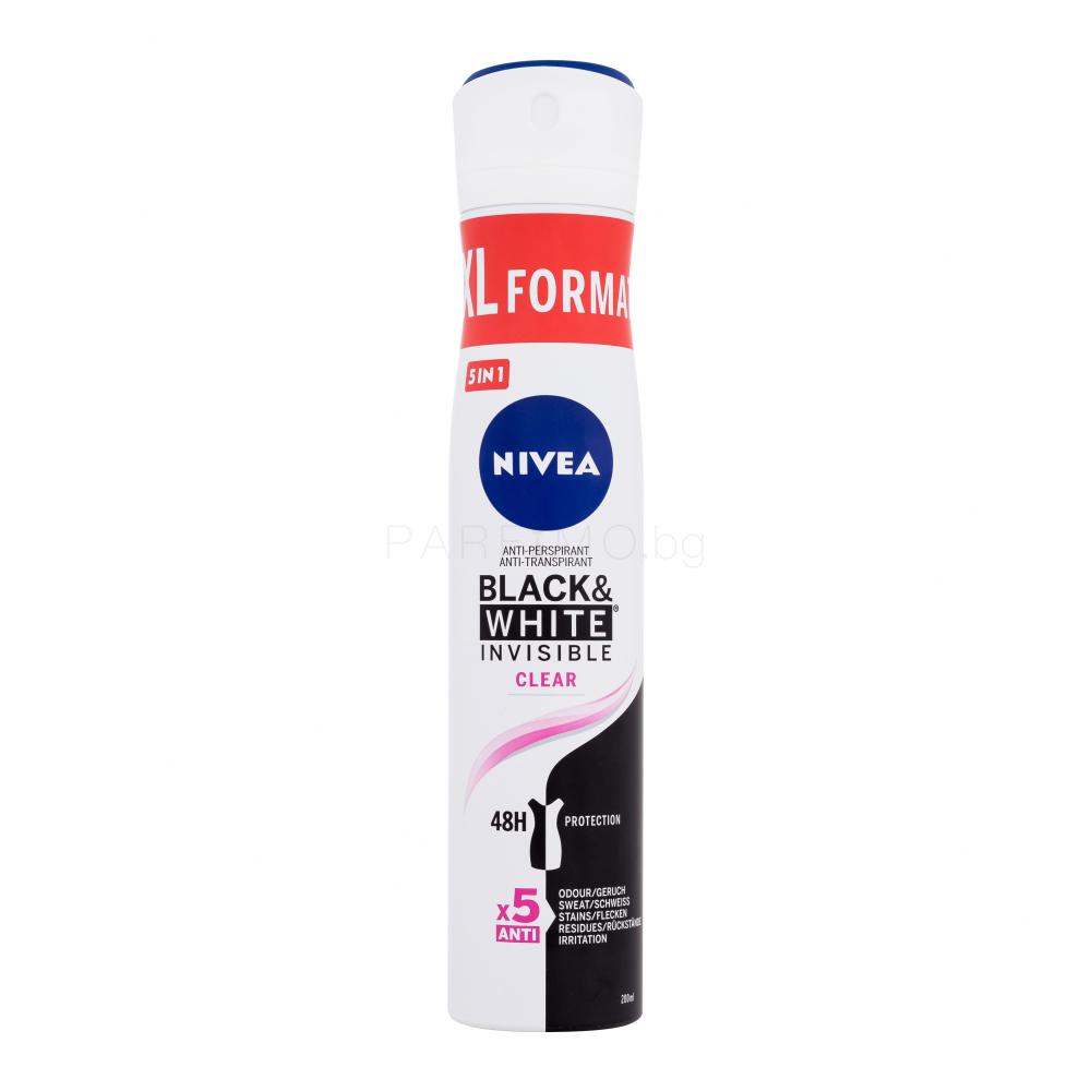 Nivea Black & White Invisible Clear 48h Антиперспирант за жени 200 ml