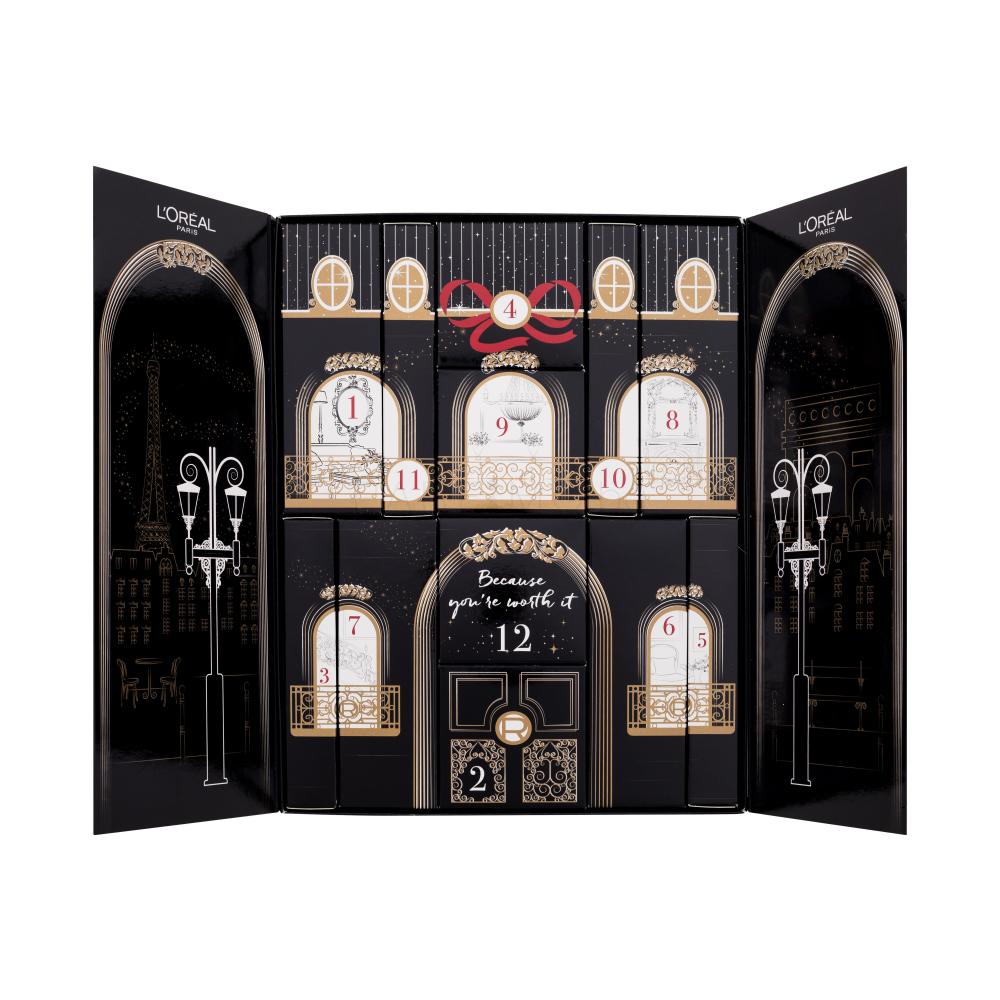 L'Oréal Paris Maison Advent Calendar Подаръчен комплект спирала 1 бр + молив за устни 2 бр + руж 1 бр + бронзант 1 бр + червило 3 бр + очна линия 2 бр +  маска за очи 1 бр + околочен крем 1 бр