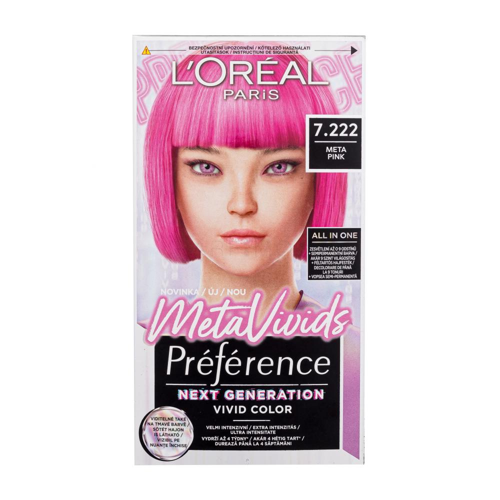 L'Oréal Paris Préférence Meta Vivids Боя за коса за жени 75 ml Нюанс 7.222 Meta Pink