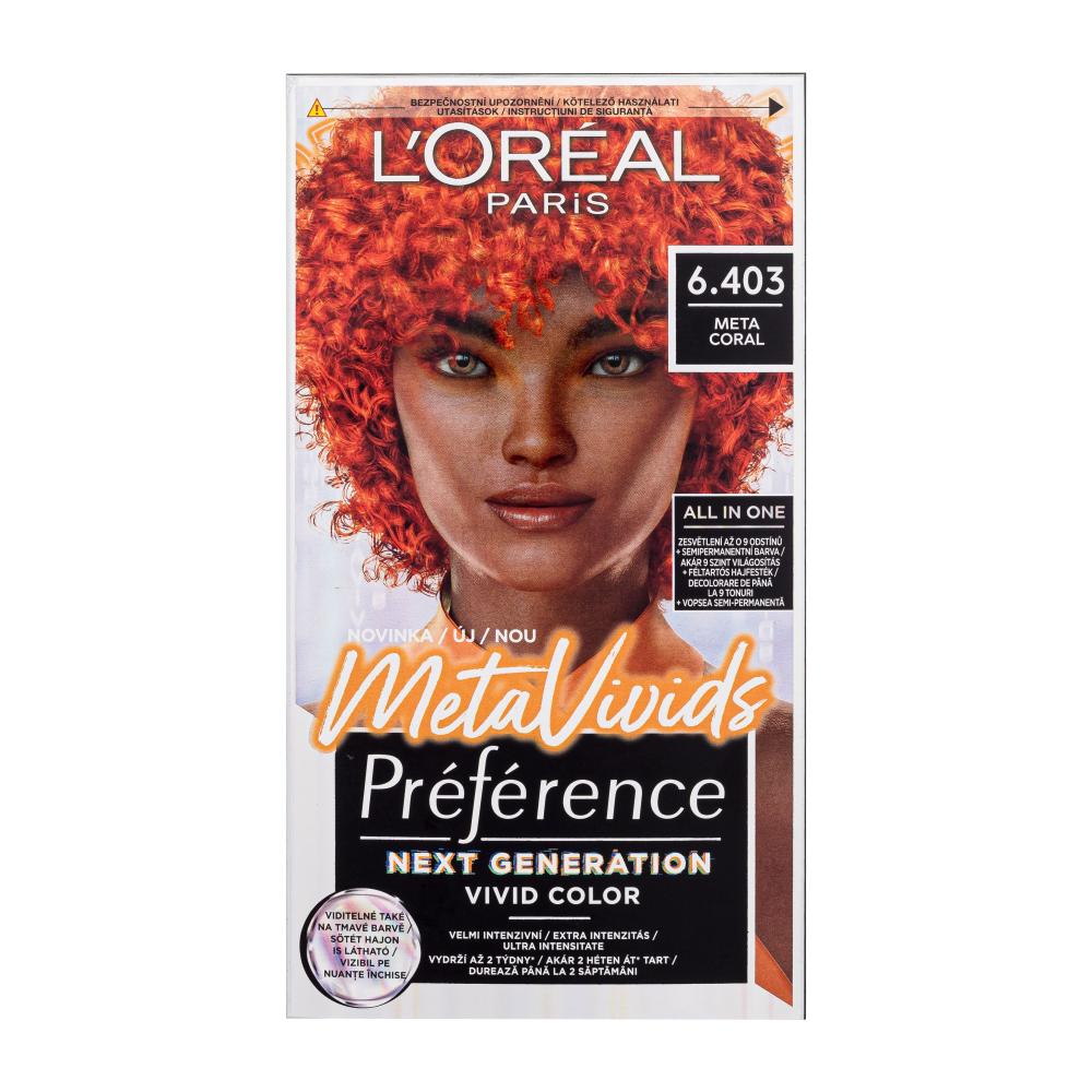 L'Oréal Paris Préférence Meta Vivids Боя за коса за жени 75 ml Нюанс 6.403 Meta Coral