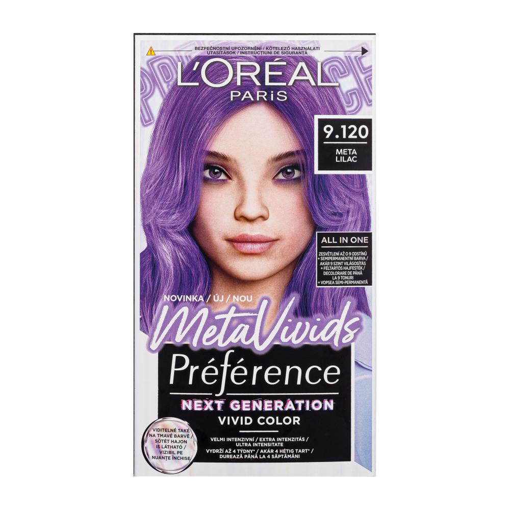 L'Oréal Paris Préférence Meta Vivids Боя за коса за жени 75 ml Нюанс 9.120 Meta Lilac